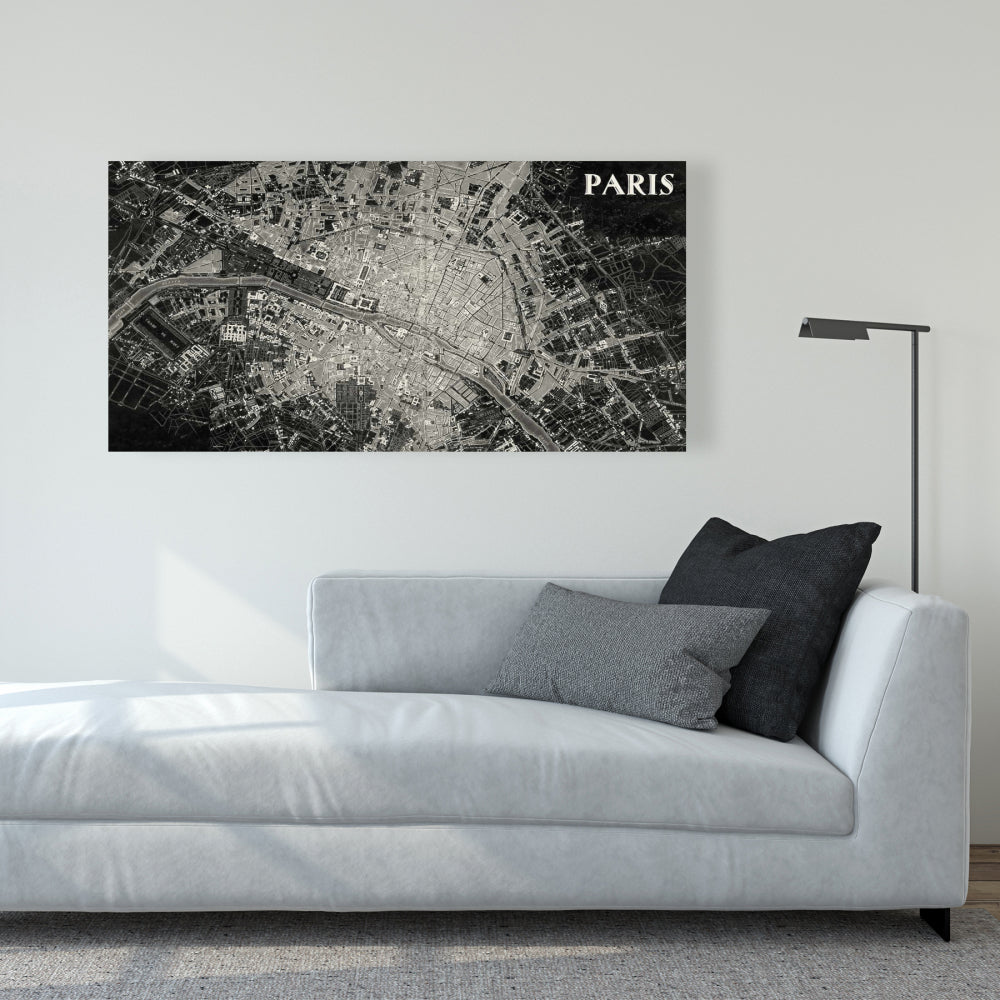 Toile avec vue satellite d'avion | Décoration industrielle pour homme