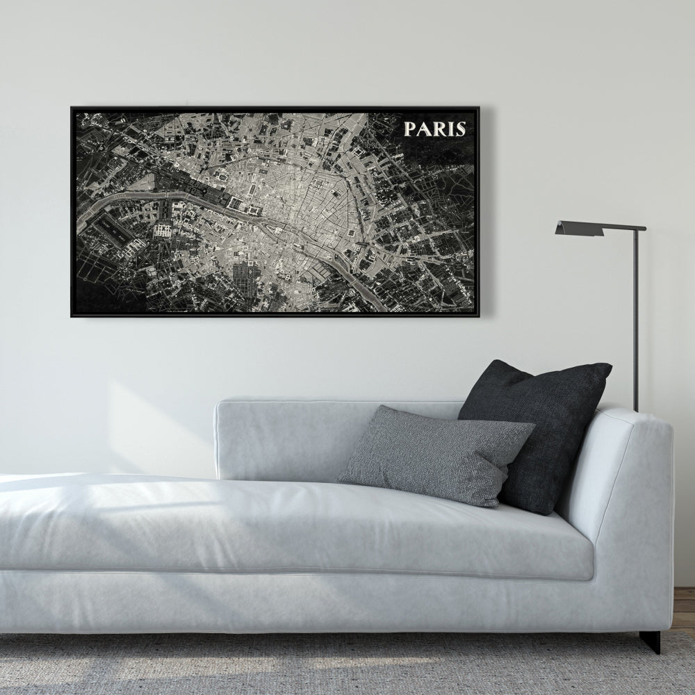 Toile encadrée représentant une vue satellite d'un avion - Décoration industrielle pour homme