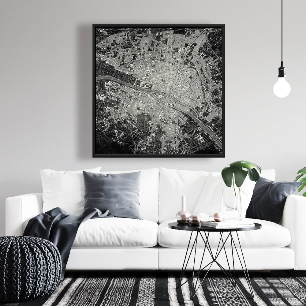 Toile encadrée représentant une vue satellite d'un avion - Décoration industrielle pour homme