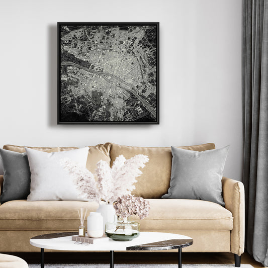 Toile encadrée représentant une vue satellite d'un avion - Décoration industrielle pour homme