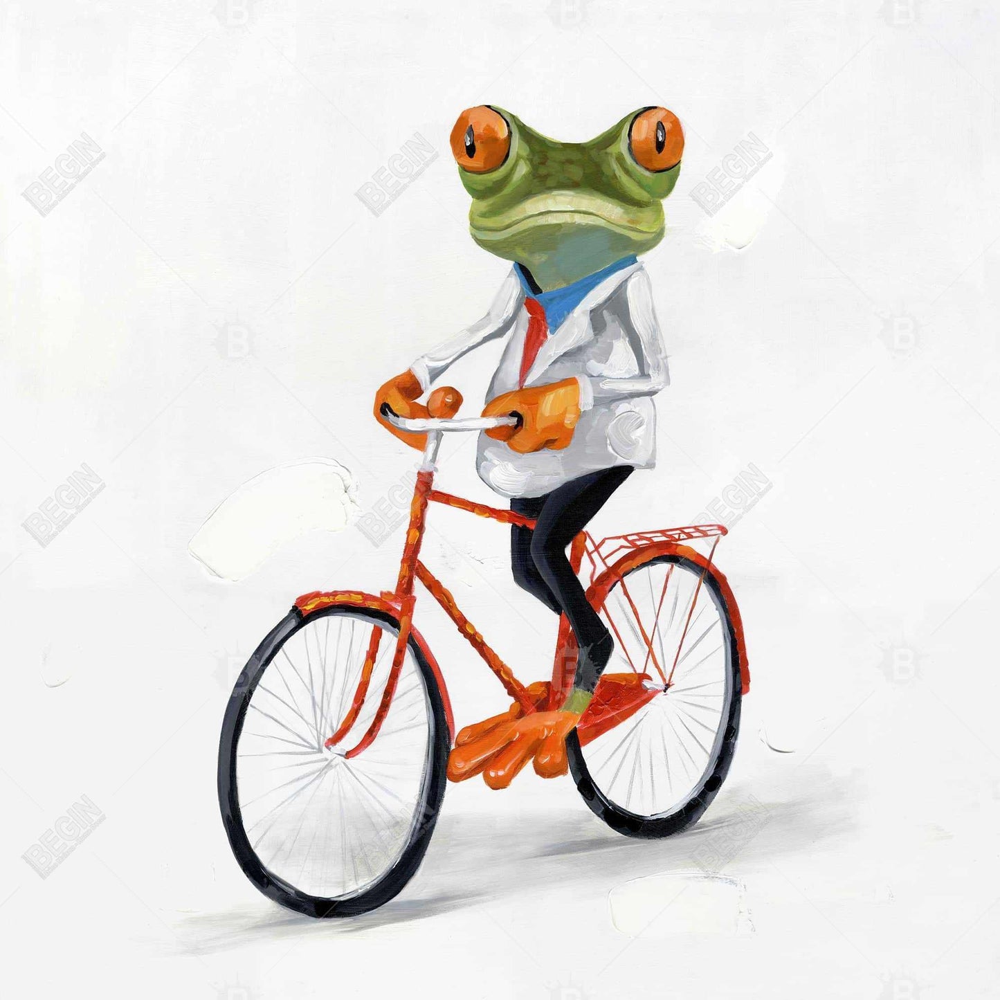 Toile encadrée « Grenouille amusante à vélo » | Décoration d'intérieur