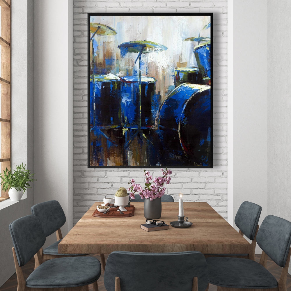 Toile abstraite de batterie | Décoration d'intérieur avec instruments industriels