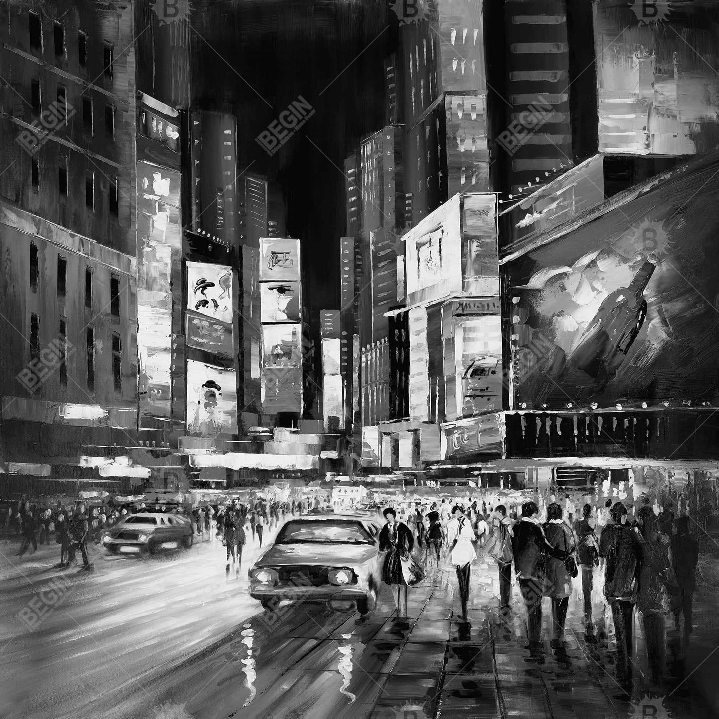 Times Square Monochrome Canvas | Building Gray Cities Decor