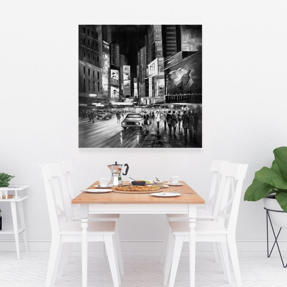 Times Square Monochrome Canvas | Building Gray Cities Decor