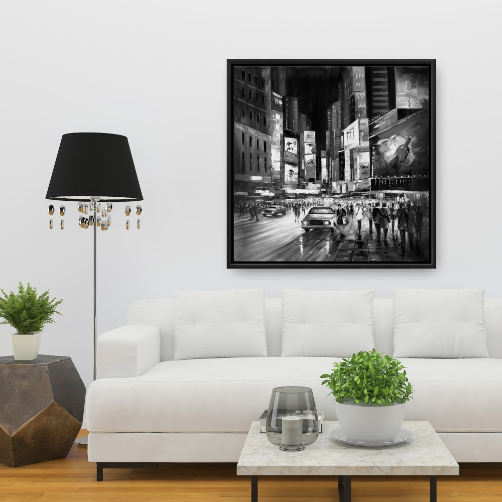 Toile monochrome Times Square | Décoration de chambre encadrée