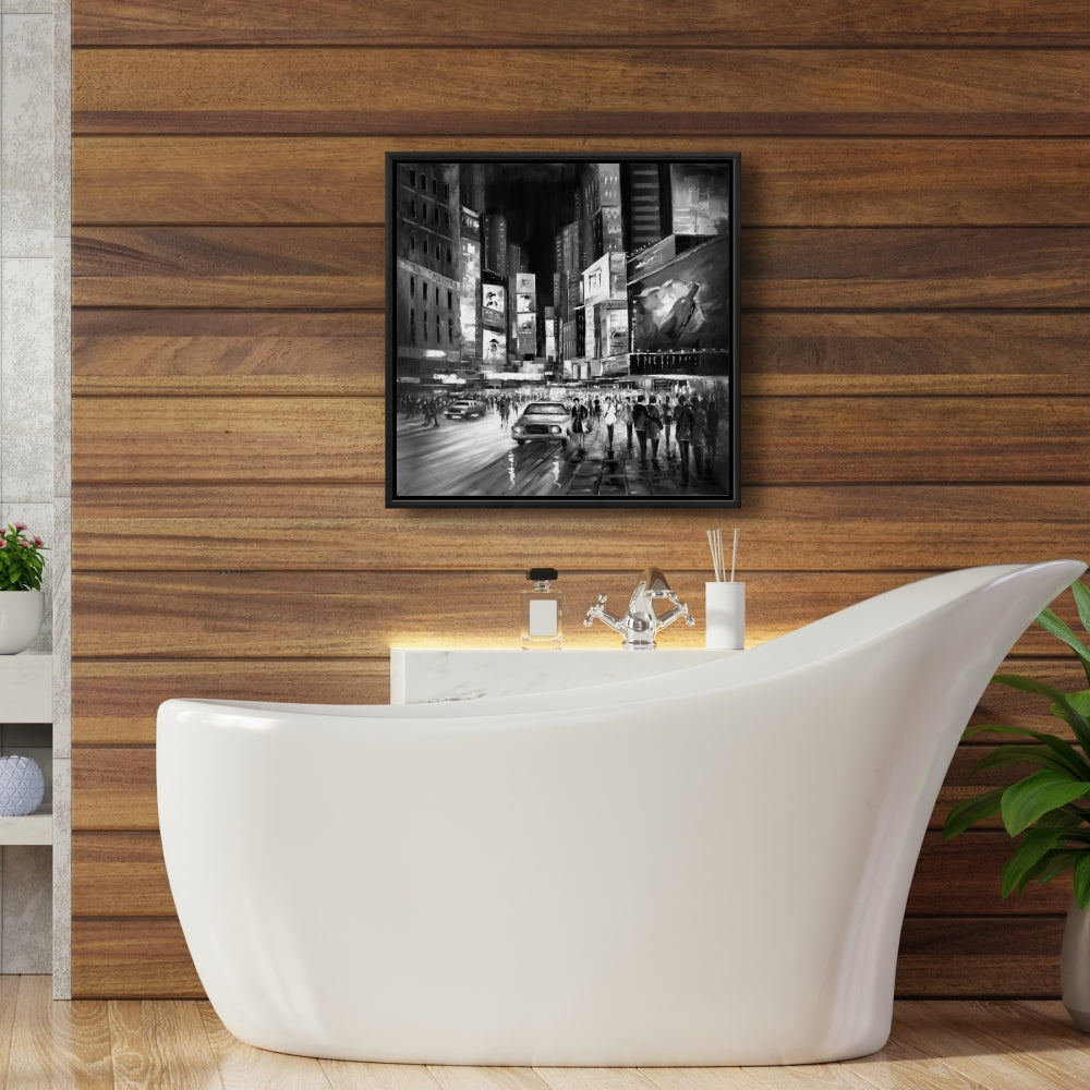 Times Square Monochrome Canvas | Bedroom Decor Framed Art