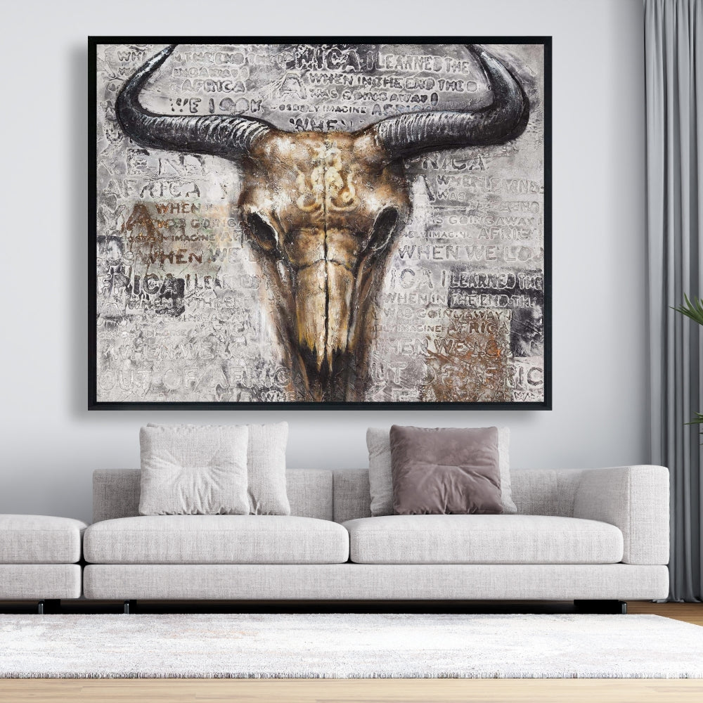 Bull Skull Typography Canvas | Farm Animal Wall Art Decor