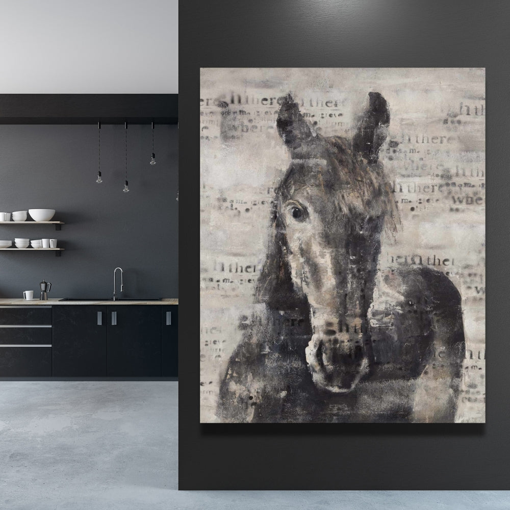 Brown Rustic Canvas - Abstract Horse Typography Home Decor