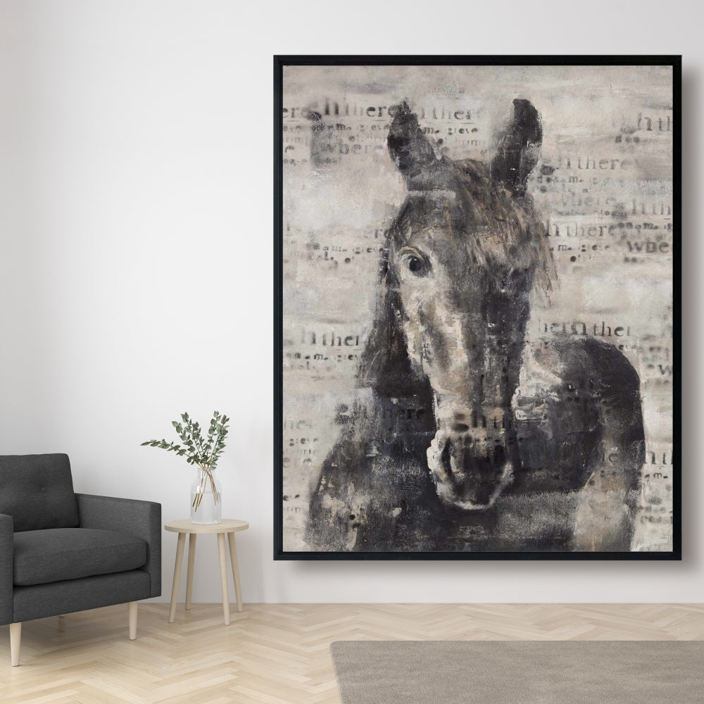 Abstract Horse Typography Canvas - Farm Animals Home Decor