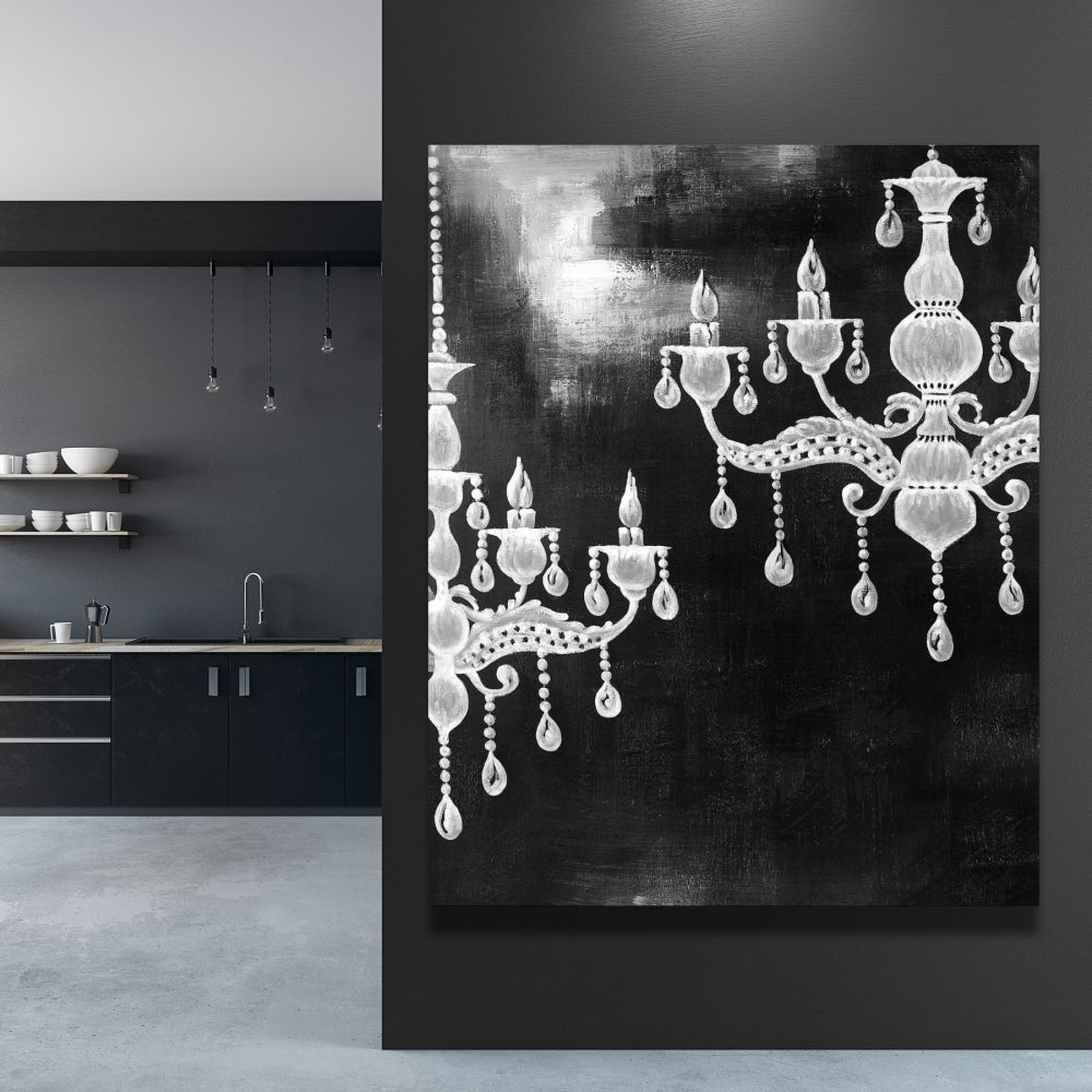 White Chandelier Canvas | Industrial Still Life Home Decor