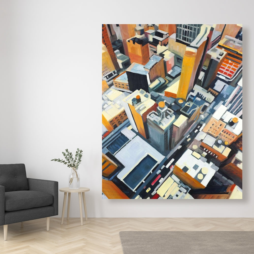 High Top View of NYC Buildings Canvas - Industrial Home Decor