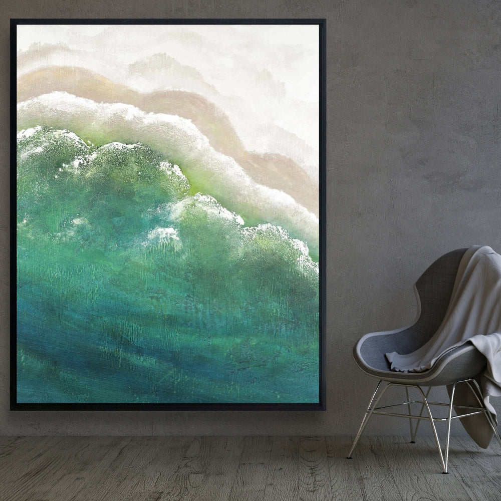 Turquoise Sea Canvas - White Frame | Sea Bedroom Decor