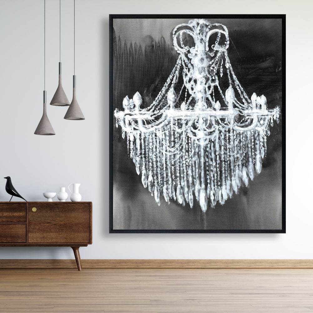 Toile encadrée bleue contemporaine - Décoration de lustre Big Glam