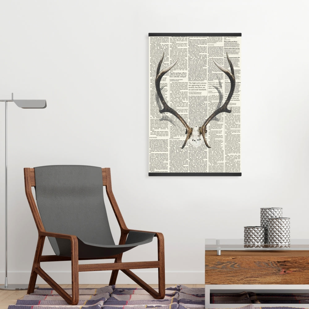 Rustic White Deer Magnetic Stick Canvas - Deer Horns Decor