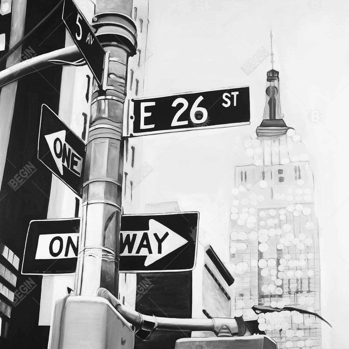 Industrial Office White Canvas - New York City Street Signs Decor
