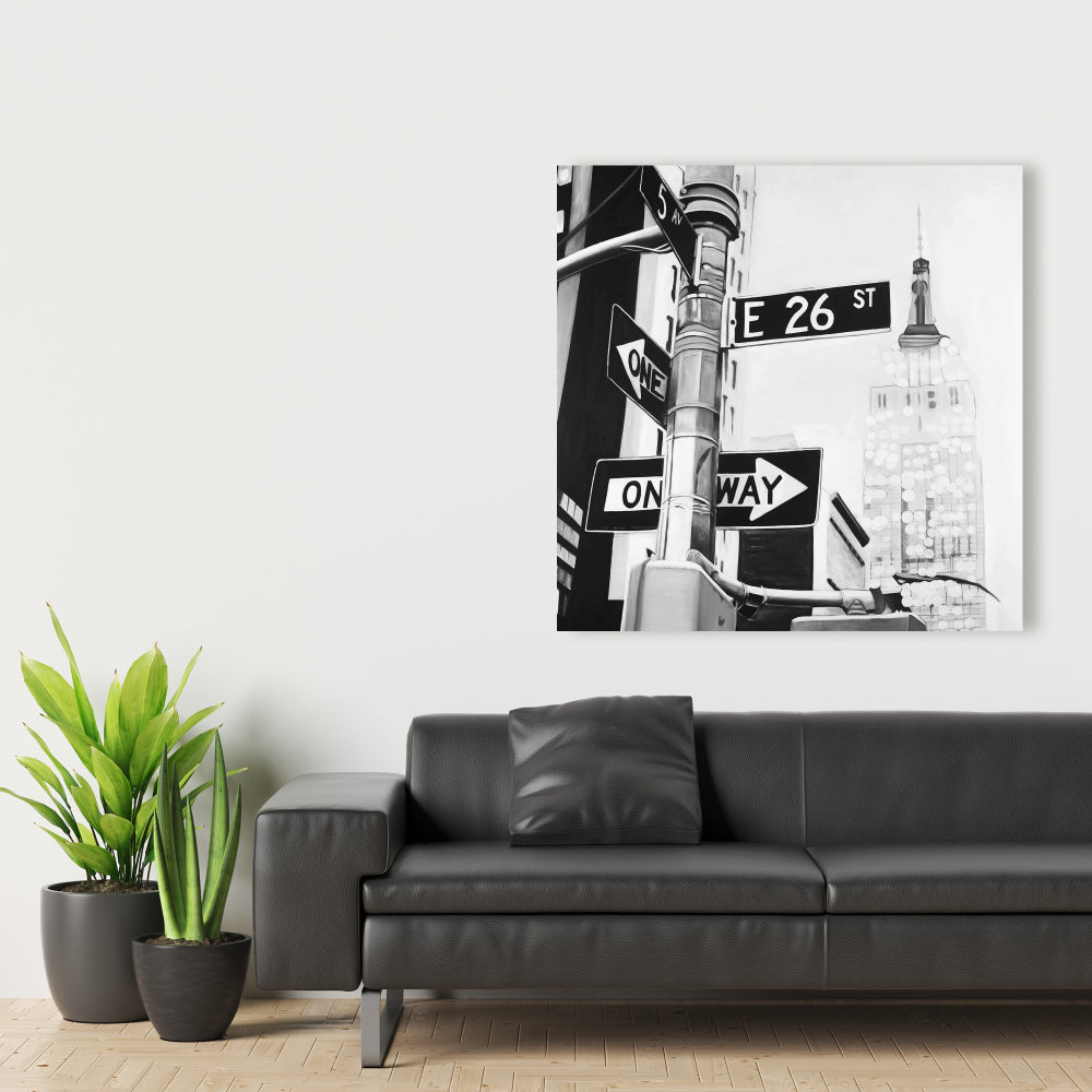 Industrial Office White Canvas - New York City Street Signs Decor