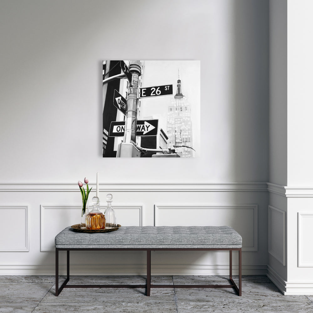 Industrial Office White Canvas - New York City Street Signs Decor