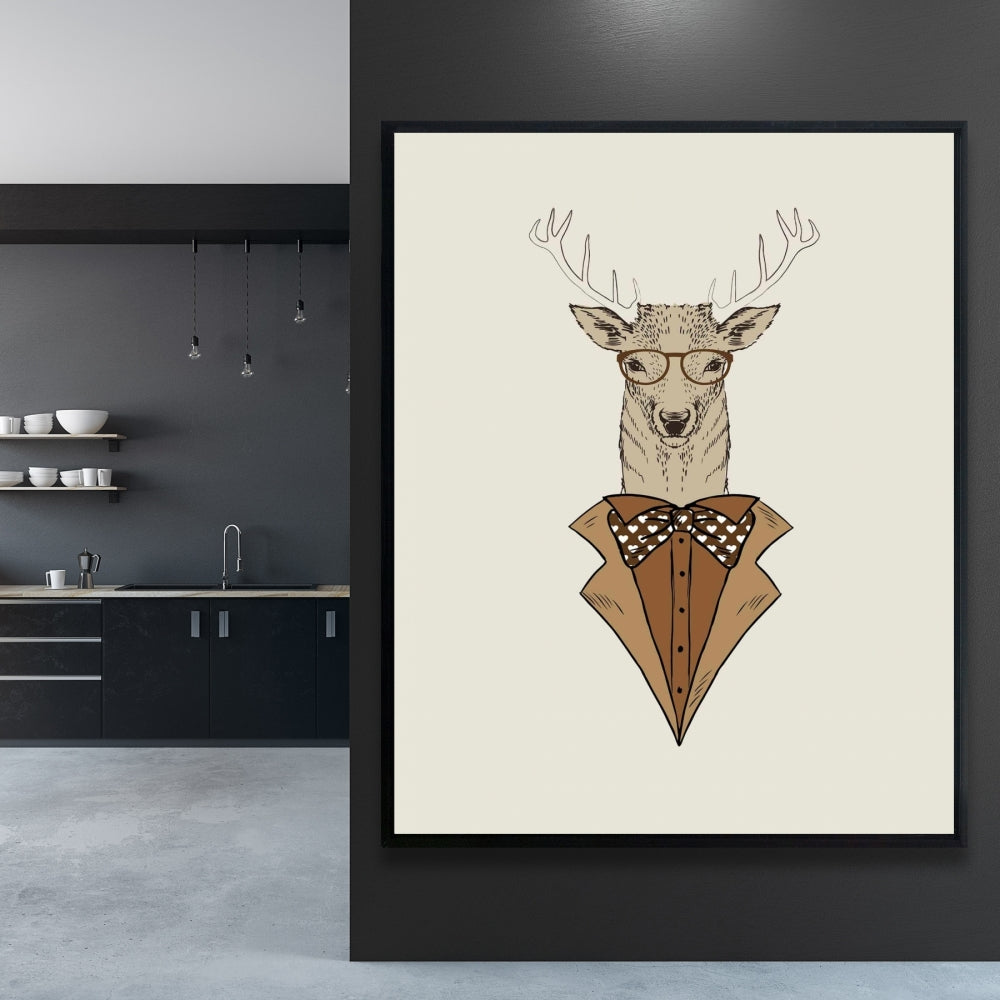 Toile encadrée « Cerf rustique » – Manteau brun | Décoration de chambre