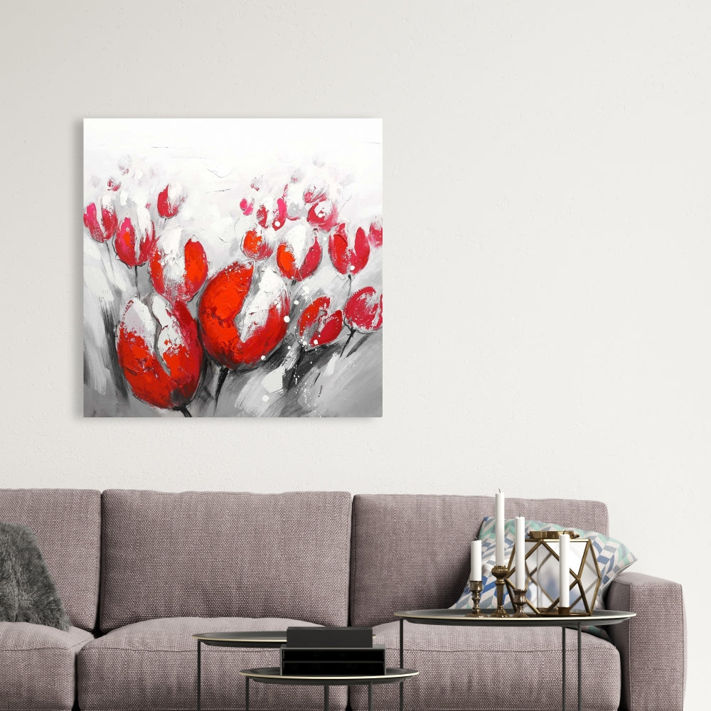 Red Tulips Canvas | Botanical Contemporary Floral Home Decor