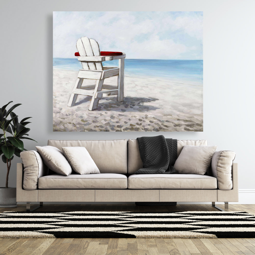 Coastal Bedroom Sea Canvas - White Beach Chair Home Decor