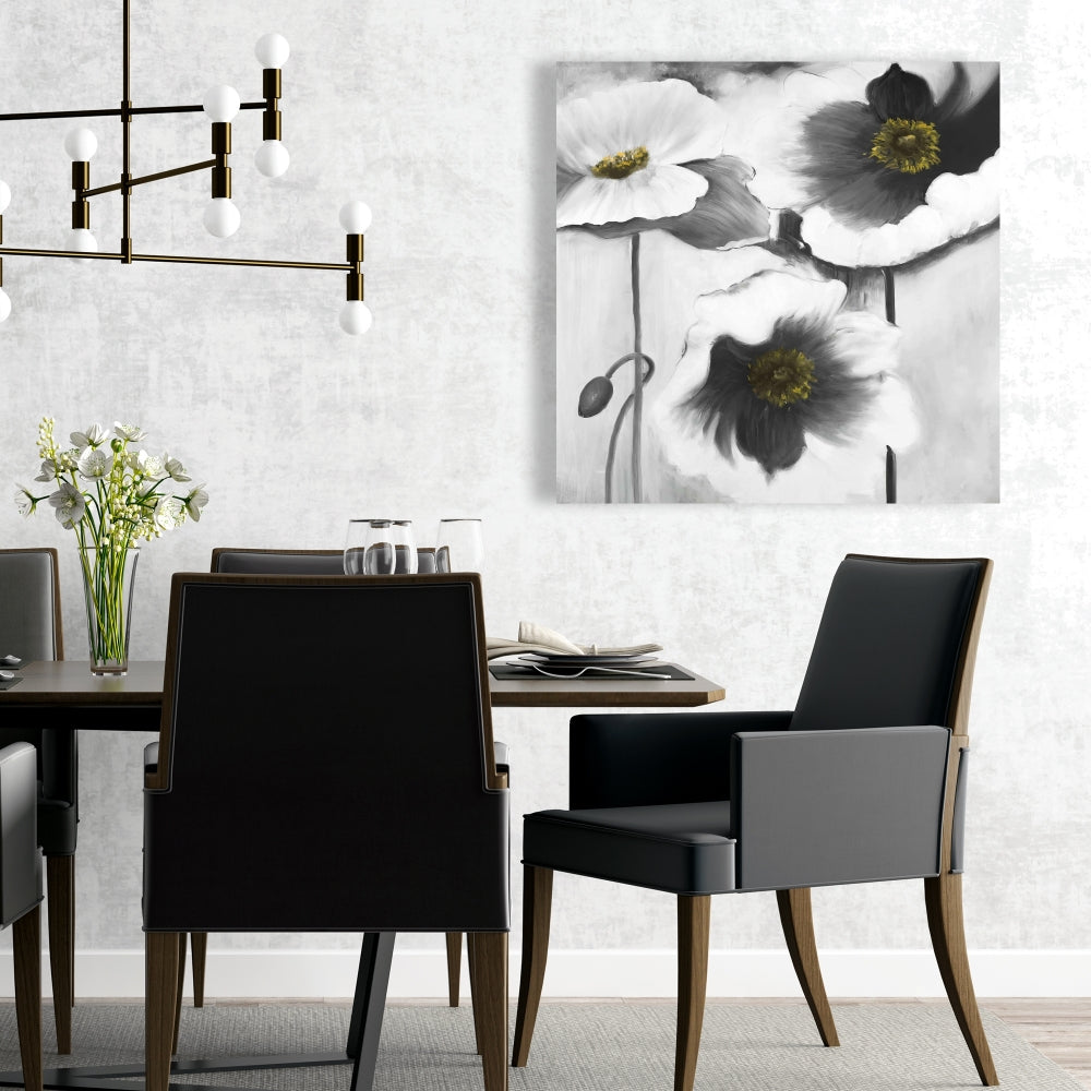 Black and White Floral Canvas - Botanical Home Decor