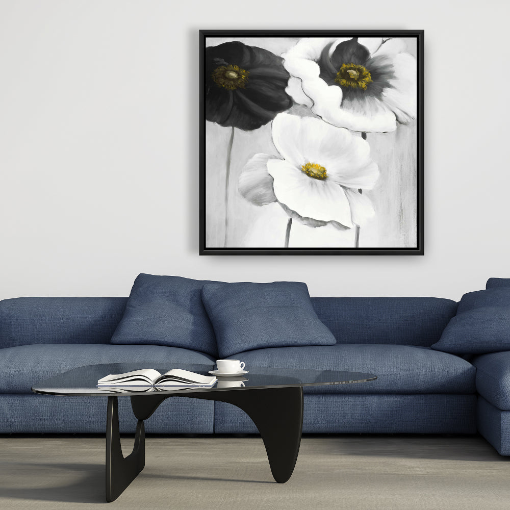 Fleurs blanches assorties | Toile encadrée florale contemporaine