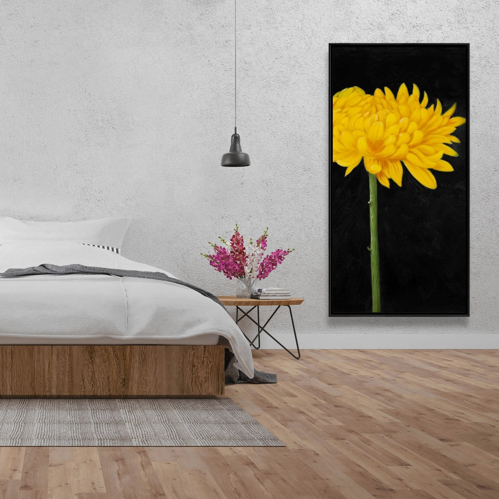 Rustic Botanical Chrysanthemum Framed Canvas | Bedroom Decor