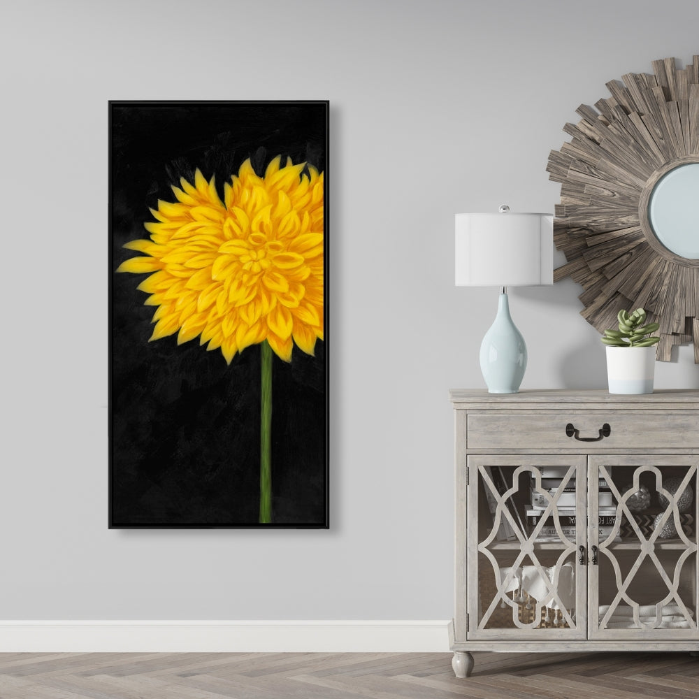 Yellow Chrysanthemum Rustic Botanical Canvas | Home Decor Art