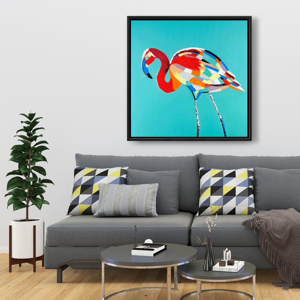 Abstract Flamingo Exotic Red Framed Canvas - Home Decor
