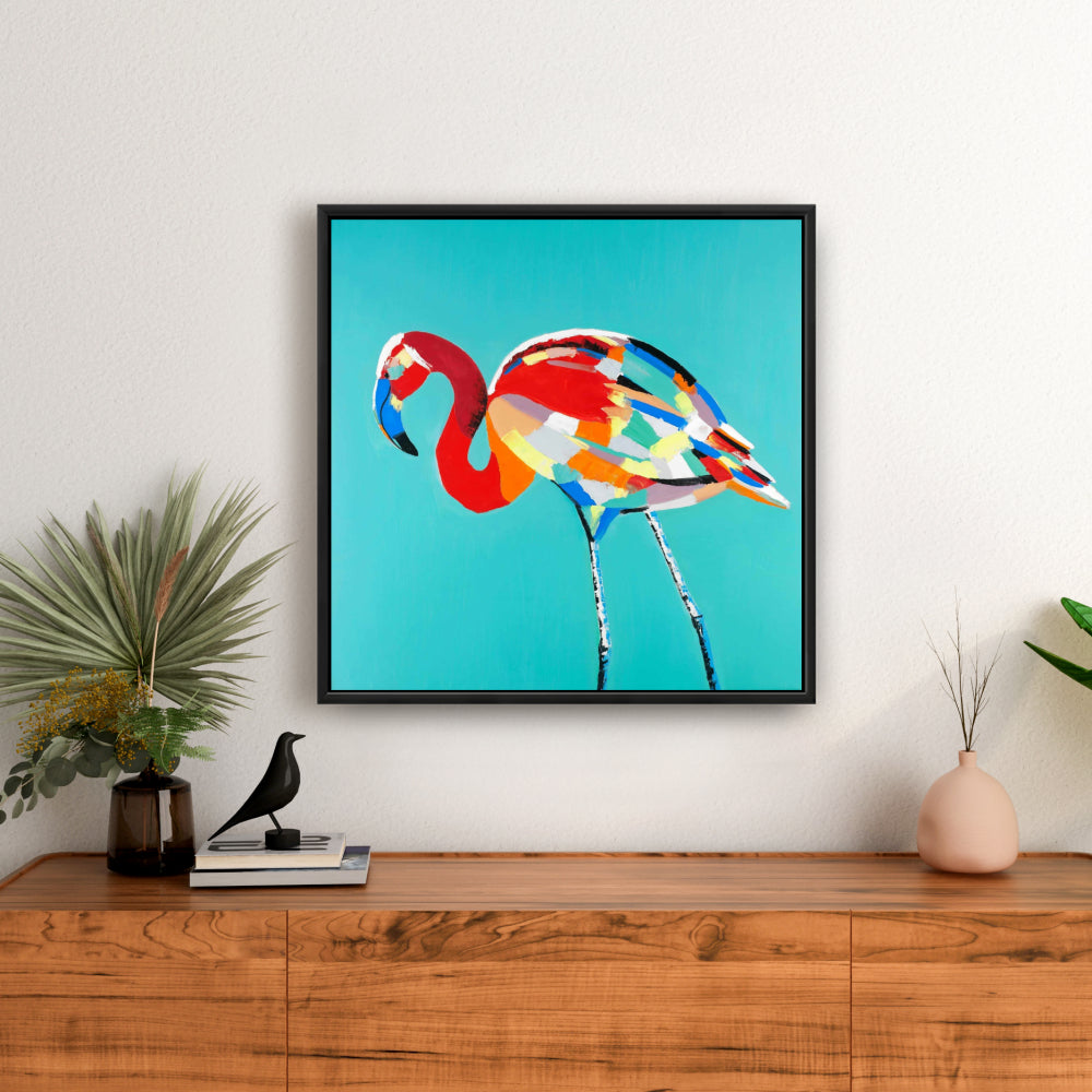 Abstract Flamingo Exotic Red Framed Canvas - Home Decor
