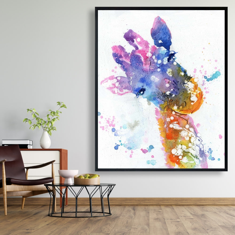 Abstract Giraffe Canvas | Colorful Wildlife Home Decor Art
