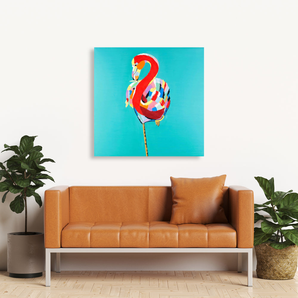 Colorful Flamingo Canvas - Exotic Red Animals Home Decor