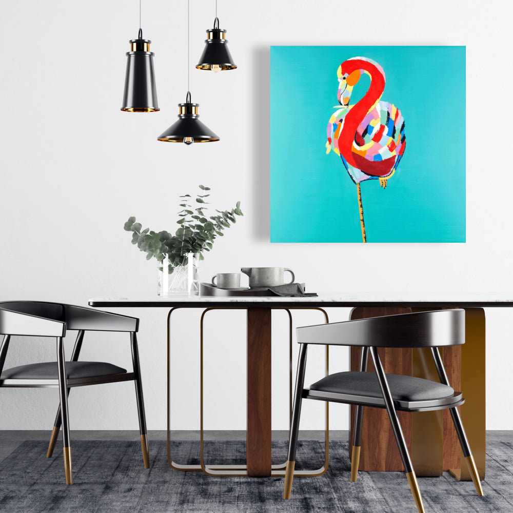 Colorful Flamingo Canvas - Exotic Red Animals Home Decor