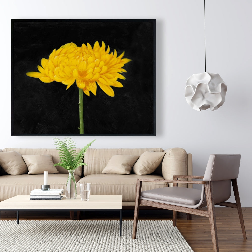 Rustic Botanical Chrysanthemum Framed Canvas | Bedroom Decor