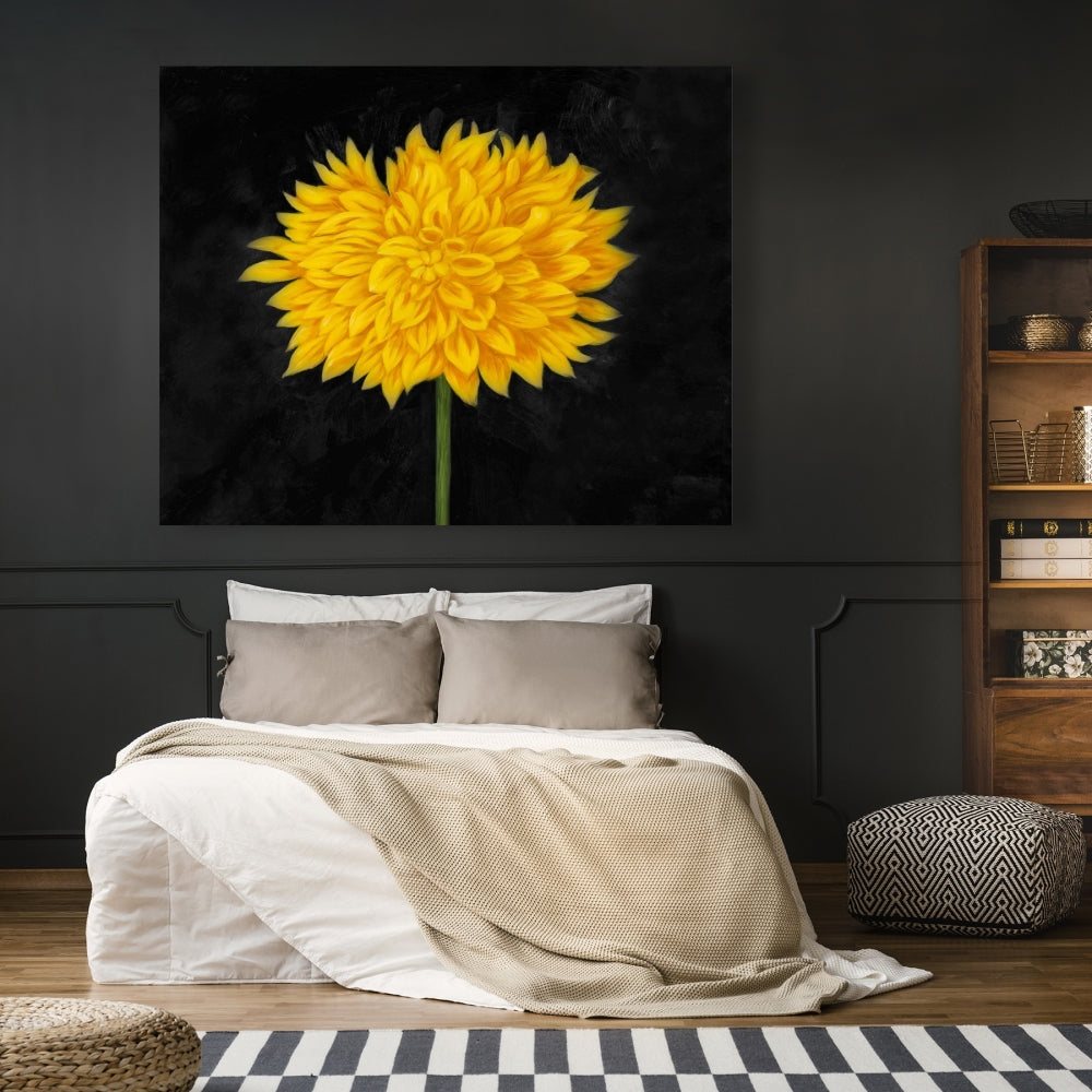 Toile chrysanthème jaune | Décoration de chambre florale et botanique