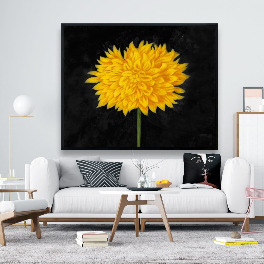 Yellow Chrysanthemum Rustic Botanical Canvas | Home Decor Art