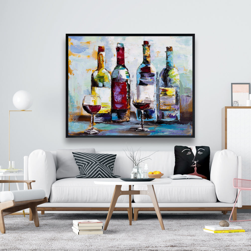 Wine Tasting Framed Canvas - Object Blue Home Decor Art