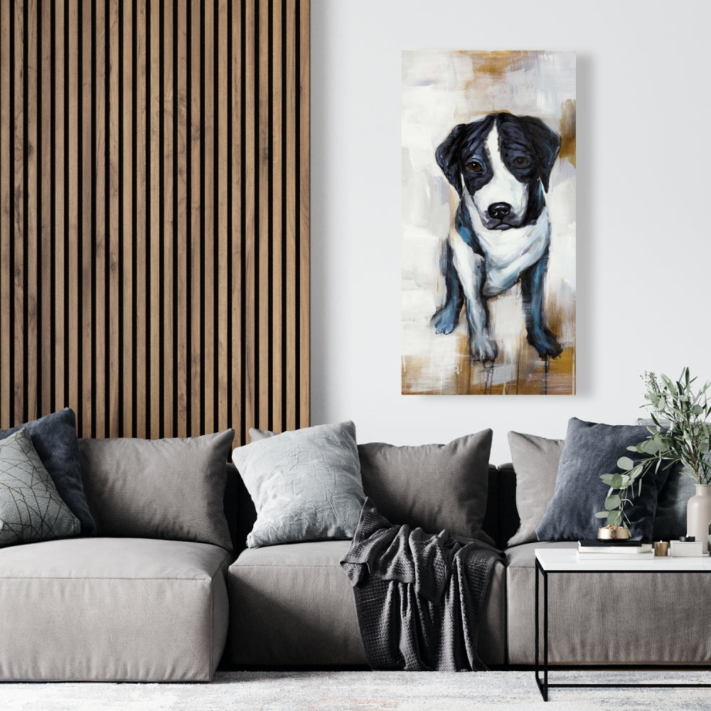 White Animals Pets Canvas - Sitting Dog Home Decor Wall Art