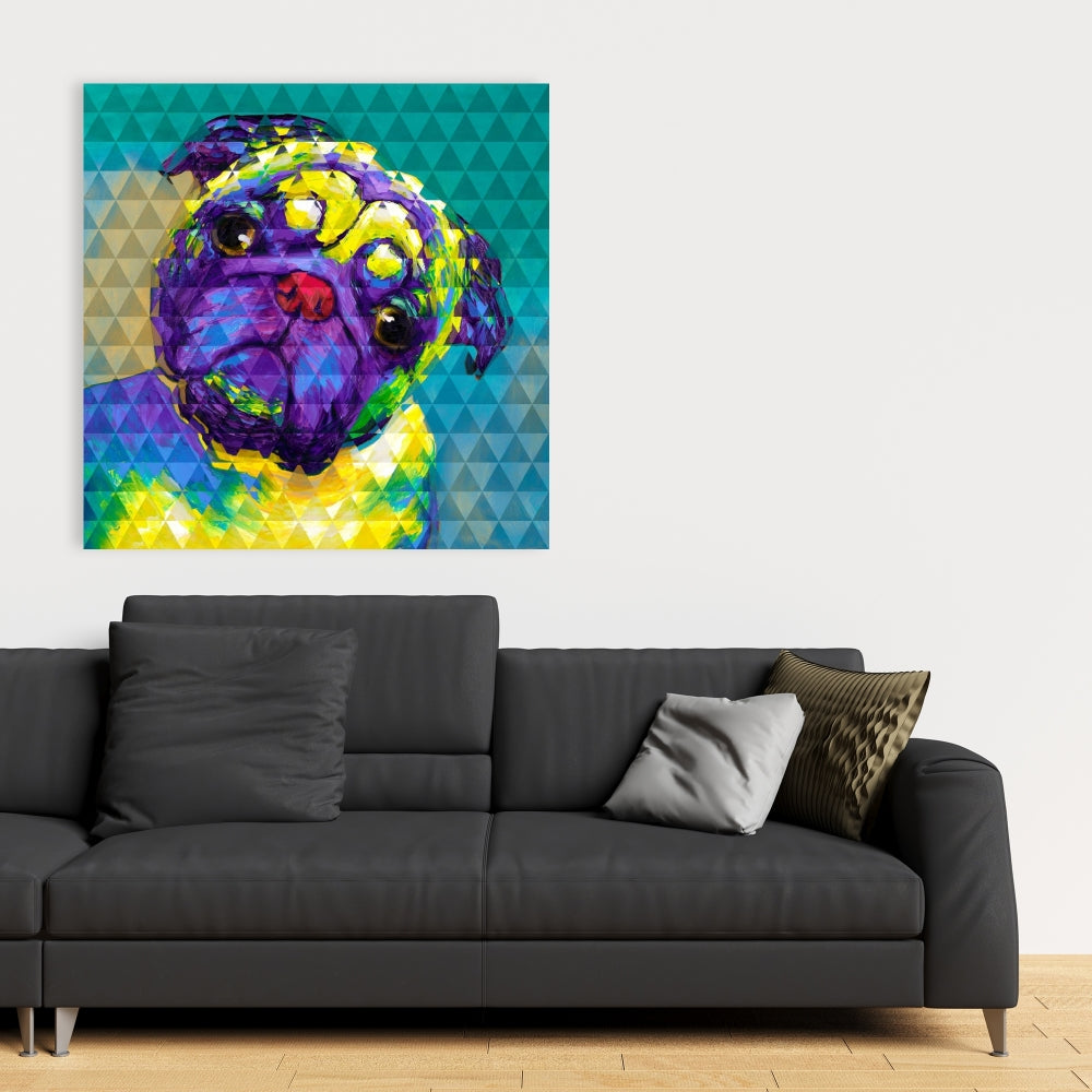 Geometric Curious Pug Canvas - Unique Home Decor Wall Art