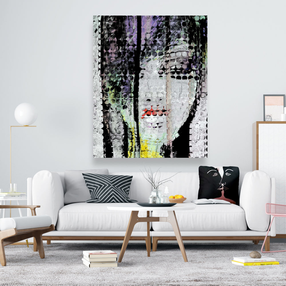 Retro Woman Bedroom Canvas - Abstract Colorful Face Decor