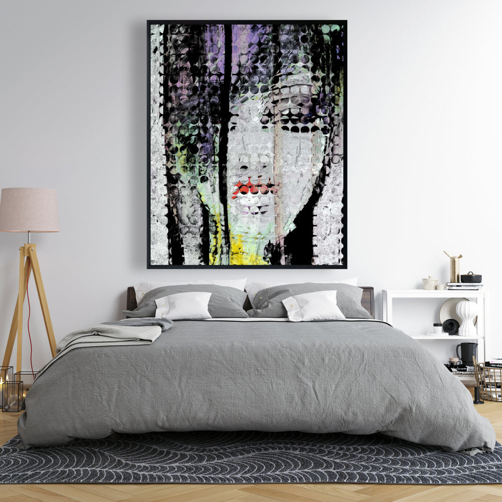 Abstract Colorful Woman Face Canvas | Black Woman Wall Art