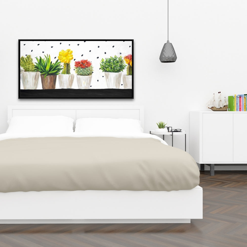 Toile encadrée Petits cactus et plantes succulentes - Décoration d'intérieur exotique