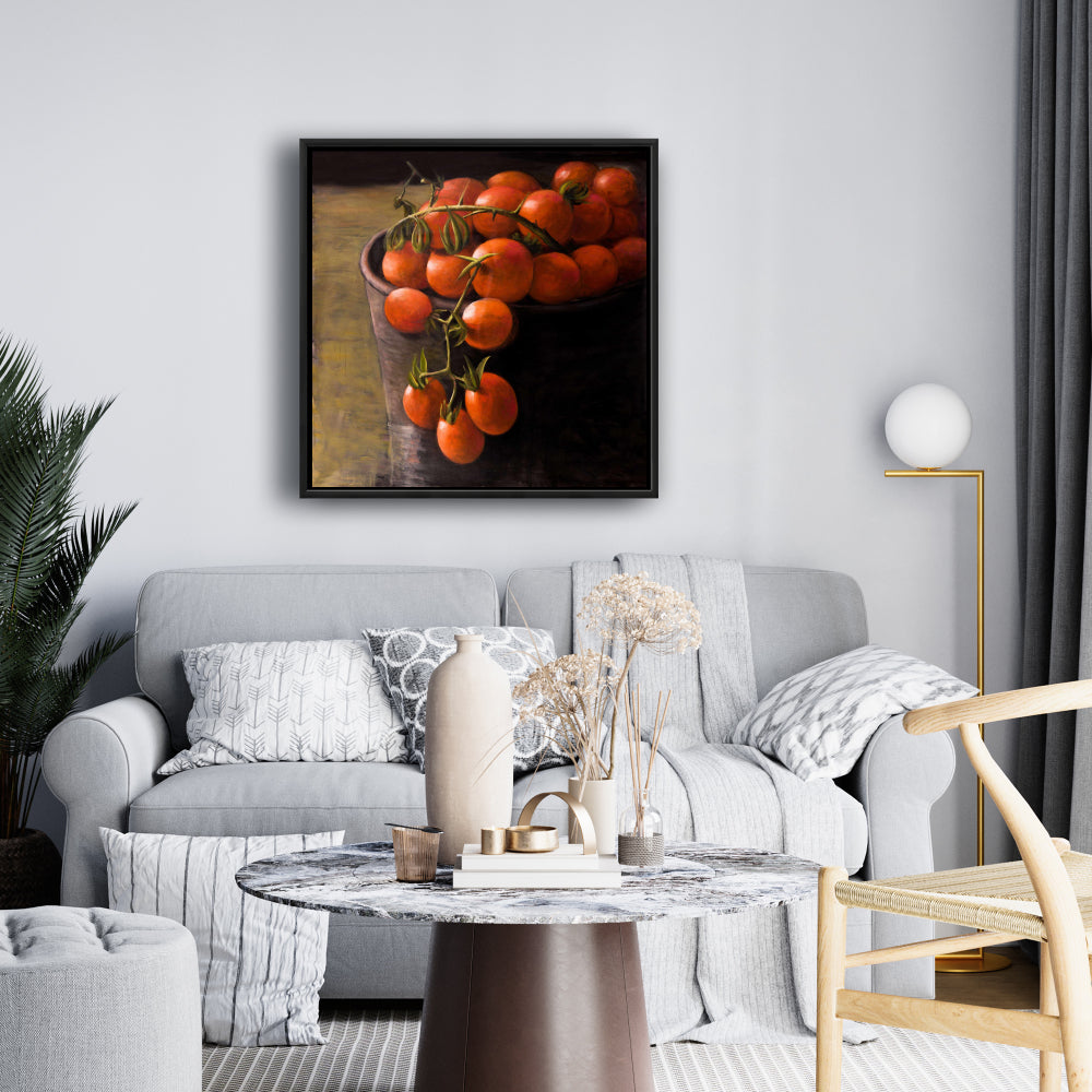 Toile « Seau de tomates cerises » | Décoration murale pour cuisine