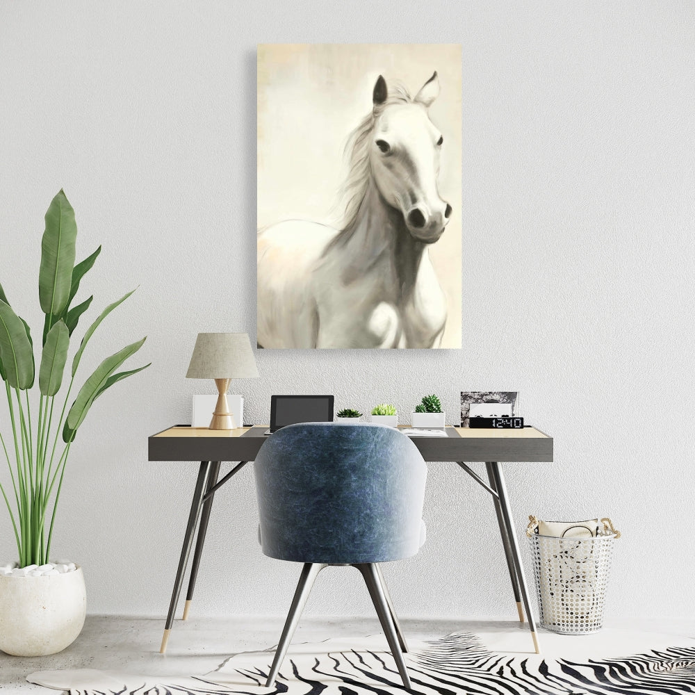 Gallant White Horse Canvas - Bedroom Decor | Animals Wall Art