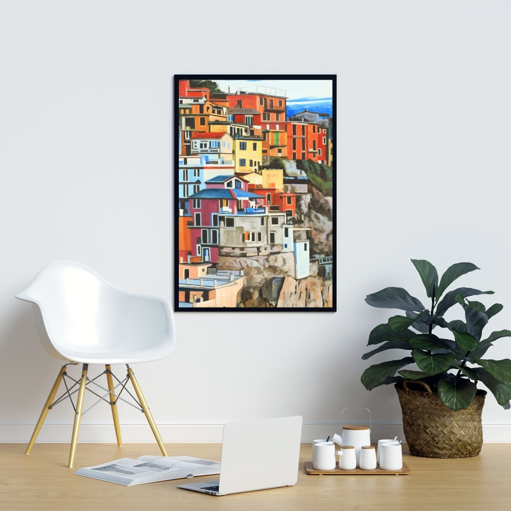 View of Manarola Italy | Exotic Framed Canvas Home Decor