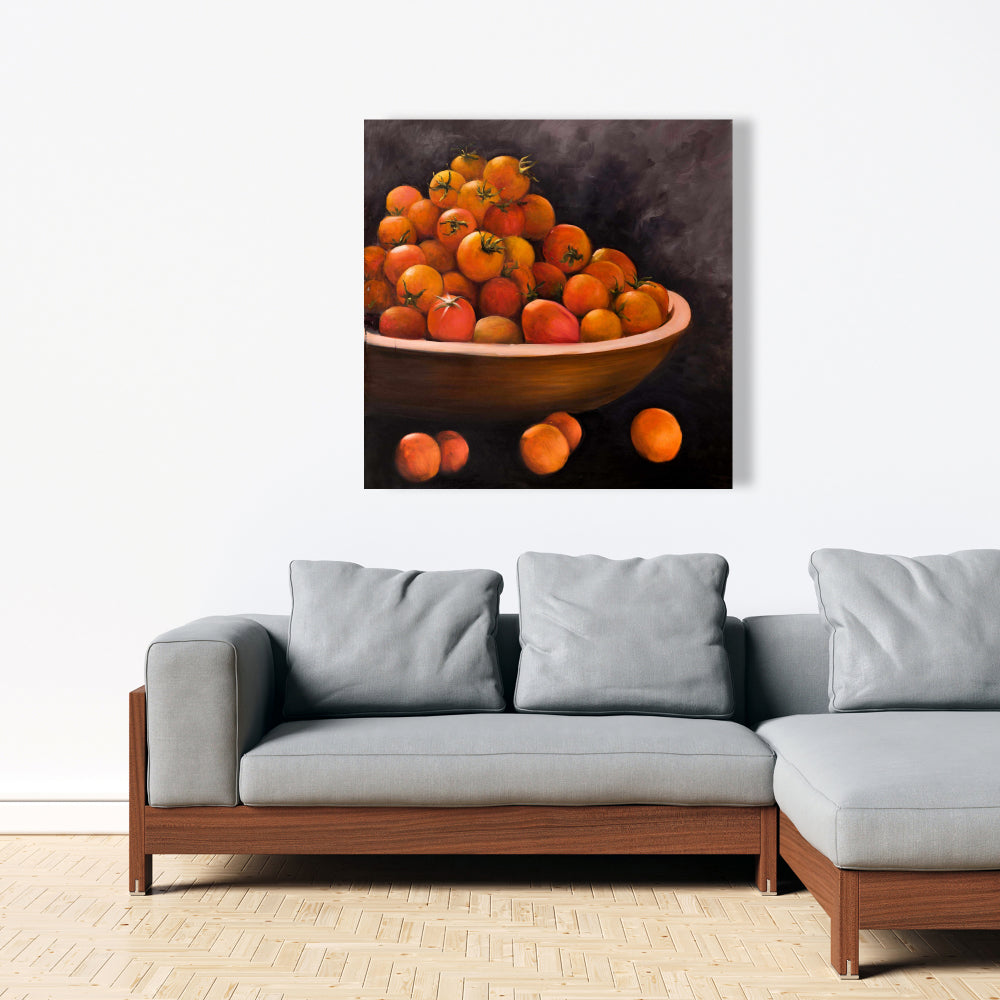 Bowl of Cherry Tomatoes Canvas | Modern Kitchen Wall Art Decor