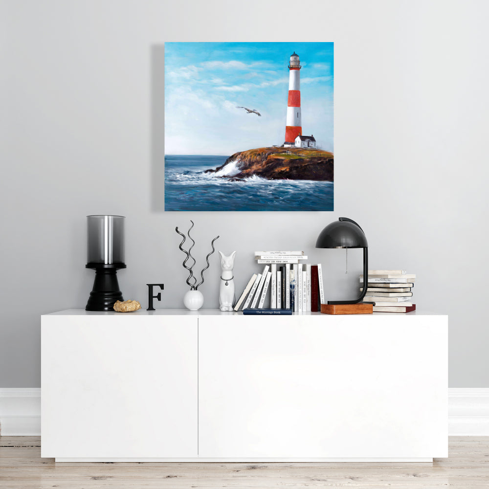 Lighthouse at Sea Canvas - Coastal Home Decor Wall Art