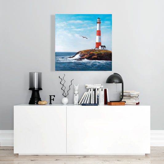 Lighthouse at Sea Canvas - Coastal Home Decor Wall Art