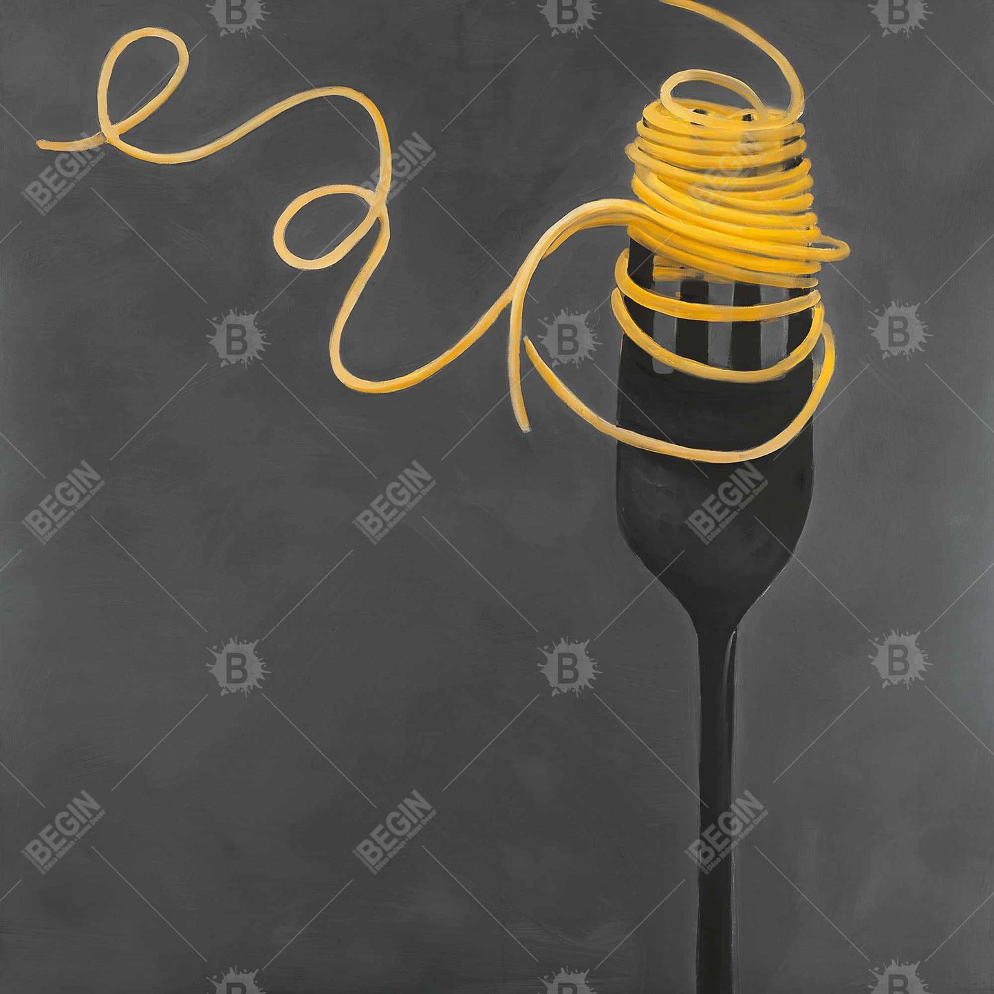 Spaghetti Pasta Fork Canvas - Modern Home Decor Wall Art