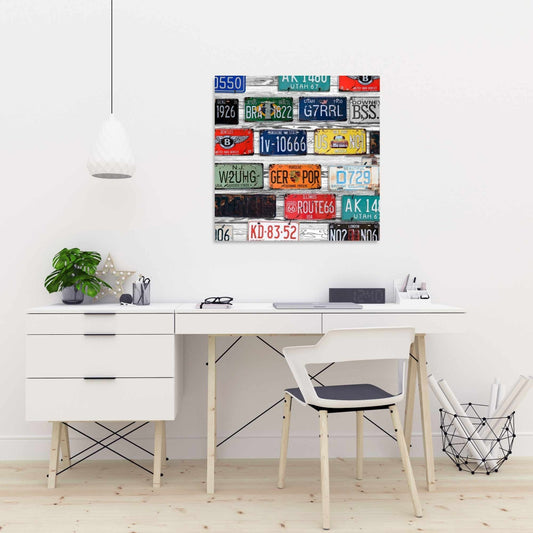 Blue Number Plates Canvas | Man Cave Wall Decor | Home Art